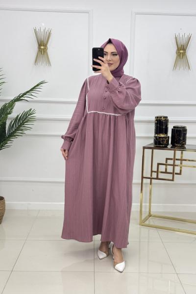 BİNNAZ MÜSLİN ELBİSE-GÜL