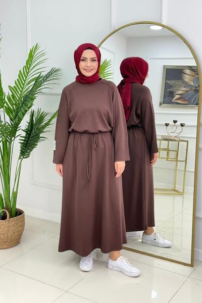 COMFY SWEAT ELBİSE - KAHVERENGİ