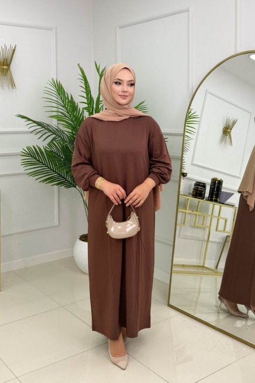 ELSA OYSHO ELBİSE - KAHVERENGİ