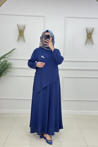 İPEK ETEKLİ TAKIM-LACİVERT