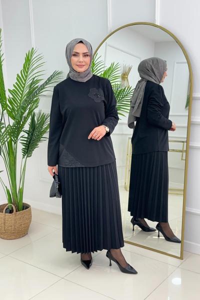 MİNEL ETEKLİ TAKIM - SİYAH