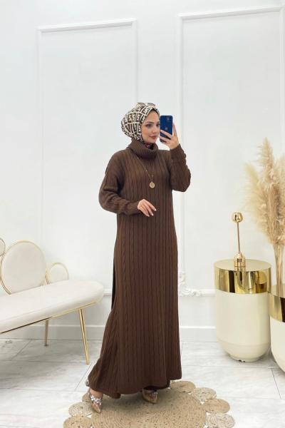 Beyza Tesettür Takım Kahverengi  Kahverengi