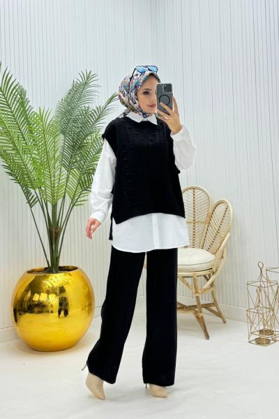 Cemre Tesettür Takım Siyah Siyah