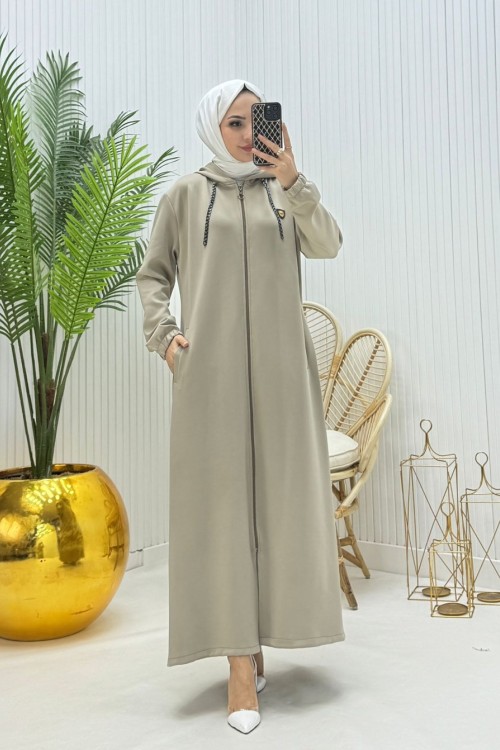 Büyük Beden Tesettür Ferace Taş Taş