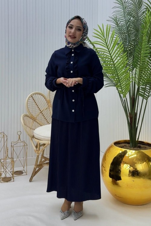 Cevher Tesettür Takım Lacivert Lacivert