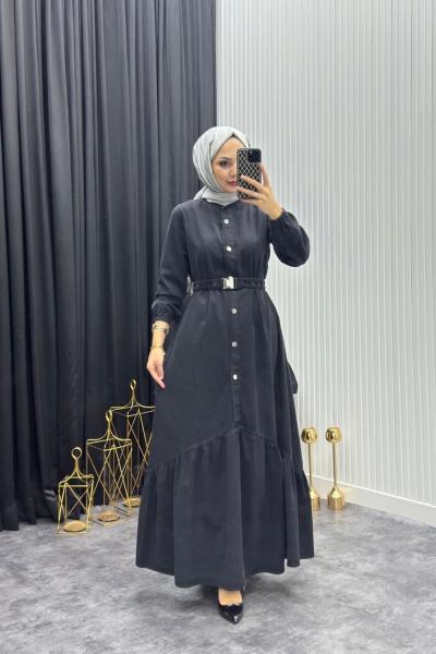 Dalya Kot Elbise Siyah Siyah