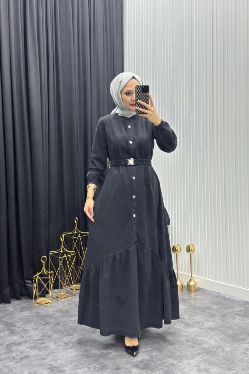 Dalya Kot Elbise Siyah Siyah