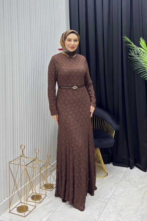 Dantel Elbise Kahverengi  Kahverengi
