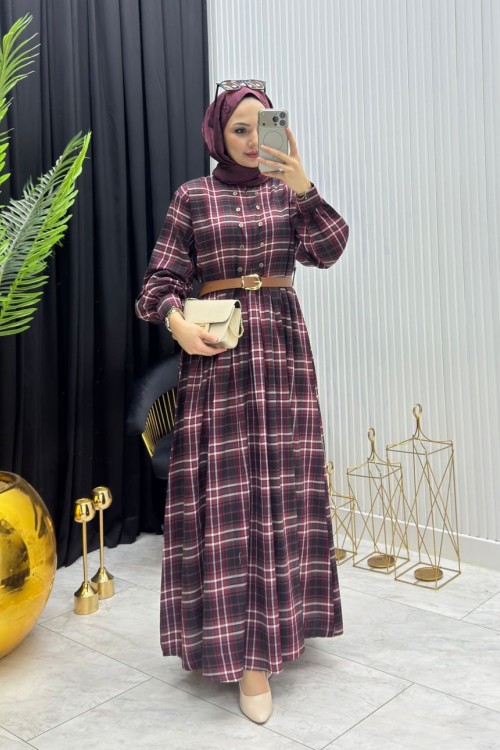 Dünya Elbise Bordo Bordo