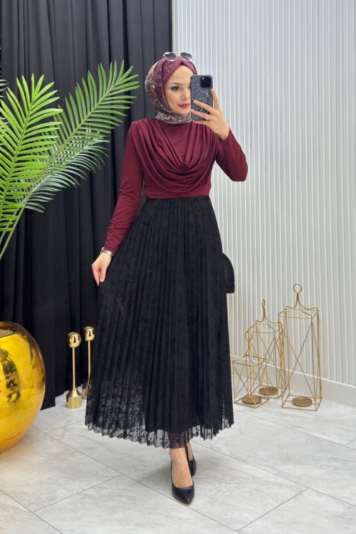 ELİF DANTEL TAKIM SİYAH Siyah