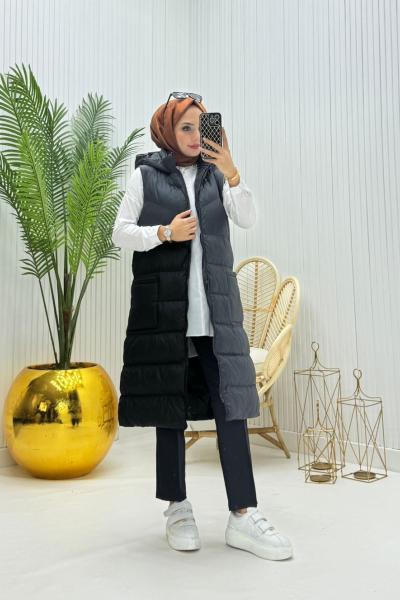 Emel Tesettür Yelek Siyah  Siyah