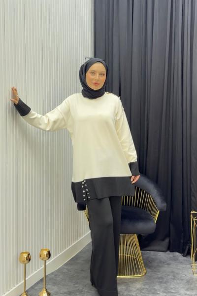 Esma Takım Ekru Siyah Ekru Siyah