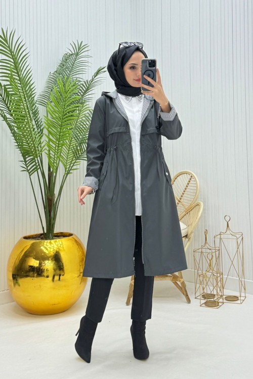 Eva Tesettür Trenç Antrasit Antrasit