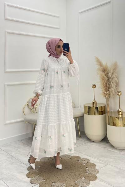 Ezgi Tesettür Elbise Pembe  Pembe