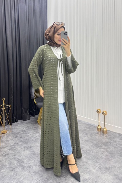 File Detay Hırka Haki