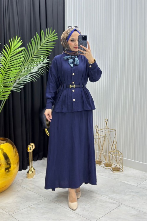 Fular Detay Takım Lacivert  Lacivert