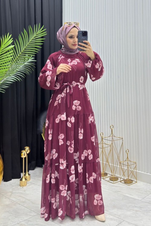 Gelincik Elbise Bordo Bordo