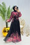 Henna Tesettür Elbise Siyah Siyah