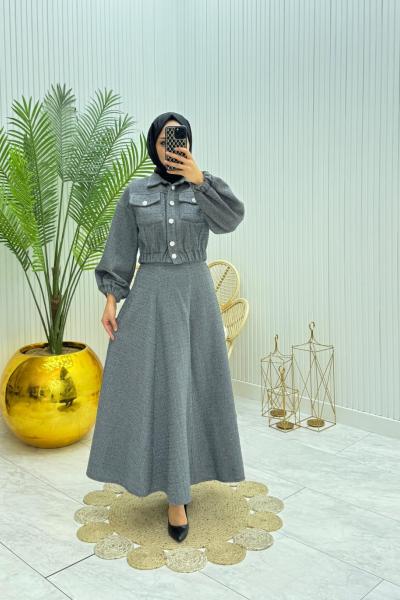 Hira Tesettür Takım Antrasit Antrasit