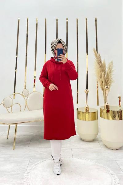 İsabel Tesettür Tunik Kırmızı  Kırmızı