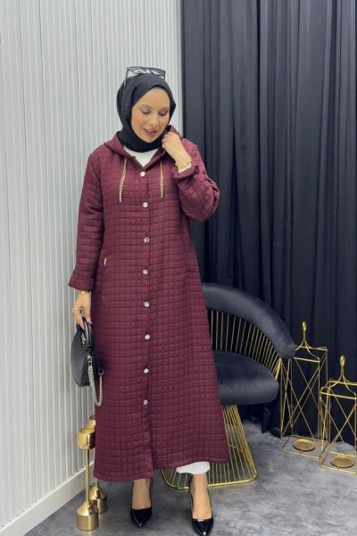 Kapitone Tesettür Kap Bordo Bordo