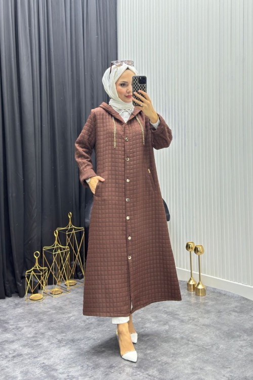 Kapitone Tesettür Kap Kahverengi Kahverengi