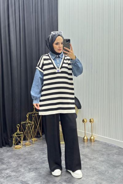 Kotlu Triko Takım Siyah