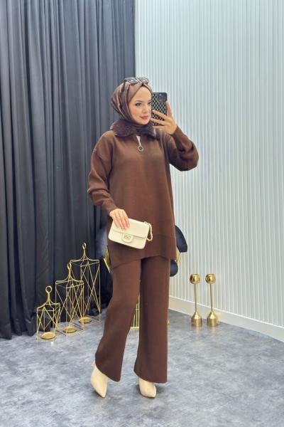 Kürklü Takım Kahverengi  Kahverengi