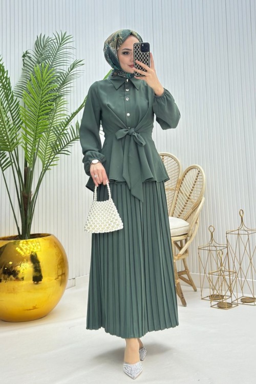 Lal Tesettür Takım Haki Yeşili Haki