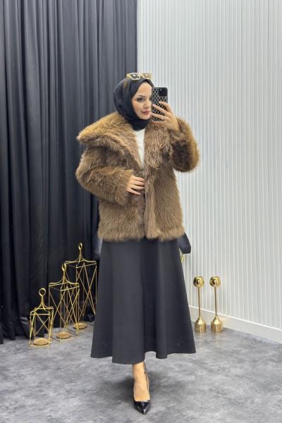 Lüx Kalite Kürk Ceket Kahverengi