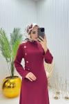 Mehveş Tesettür Elbise Bordo Bordo
