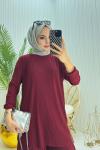 Merve Tesettür Takım Bordo Bordo