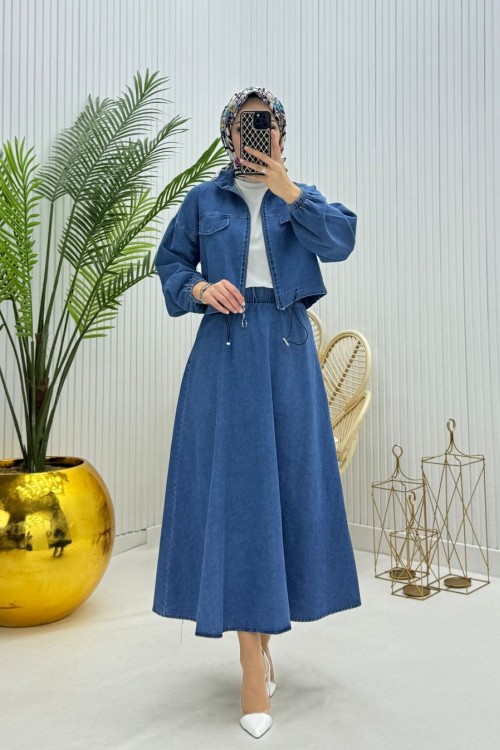 Moli Tesettür Takım Mavi Mavi