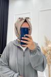 Muhafazakar Tesettür Kap Gri Gri