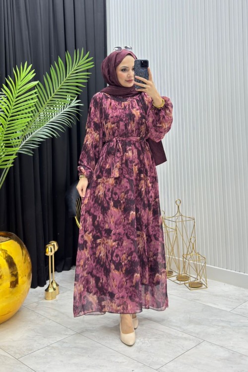 Nara Elbise Bordo Bordo