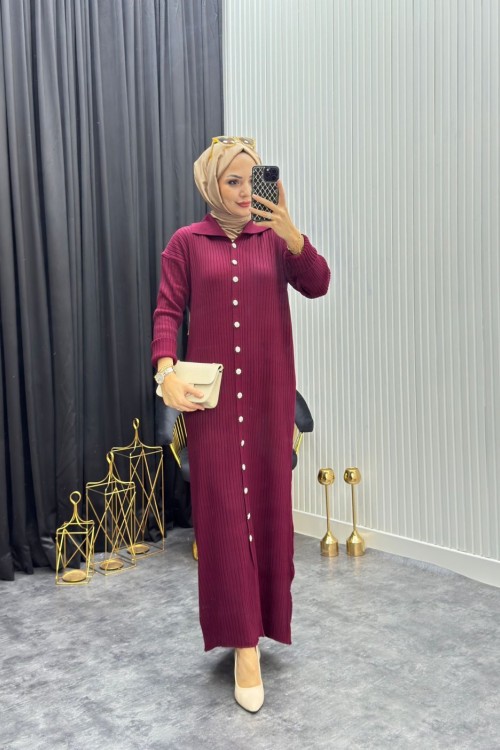 Nare Elbise Bordo Bordo