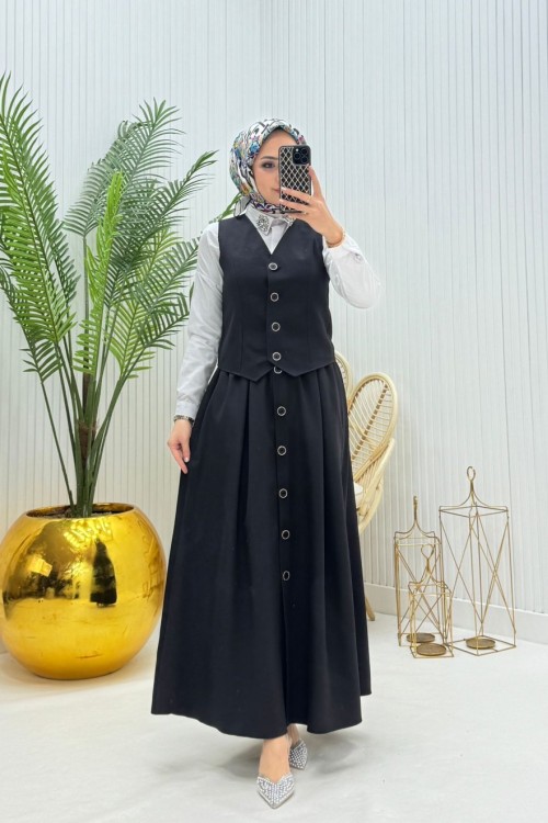 Nehir Tesettür Takım Siyah  Siyah