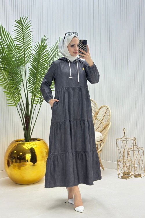 Nilem Kot Elbise Siyah Siyah