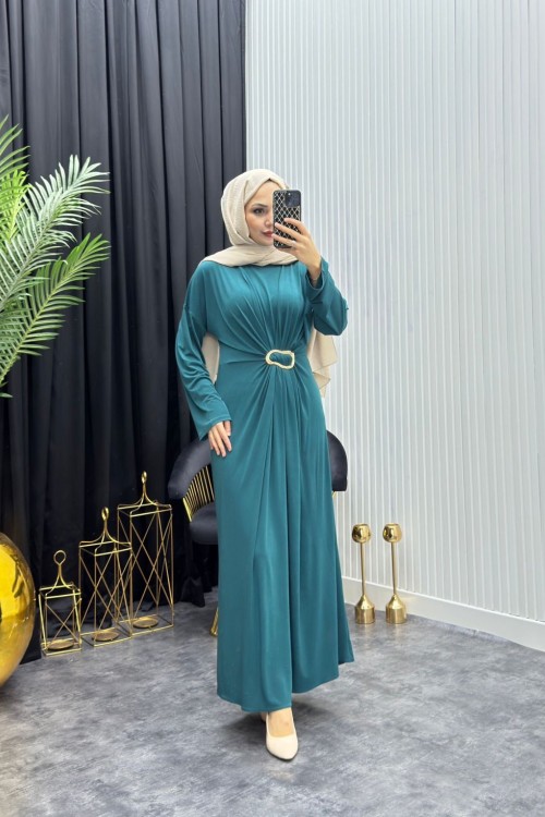 Oliva Tesettür Elbise Zümrüt  Zümrüt