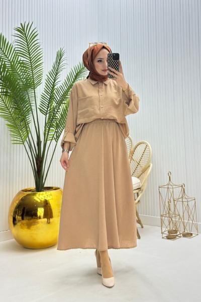 Papatya Tesettür Takım Camel Camel