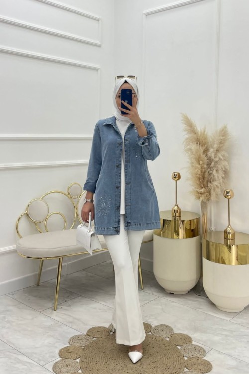 Parla Tesettür Ceket Mavi  Mavi