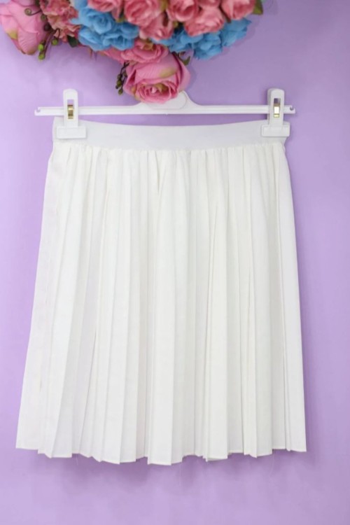 Piliseli Etek İçlik Beyaz Beyaz