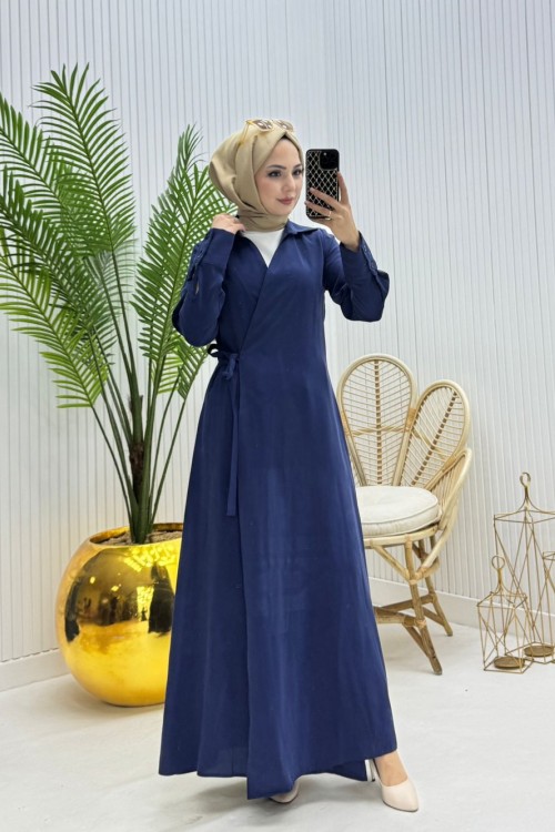 Retro Tesettür Ferace Lacivert  Lacivert
