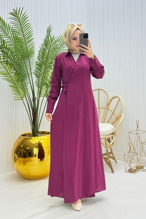 Retro Tesettür Ferace Bordo Bordo