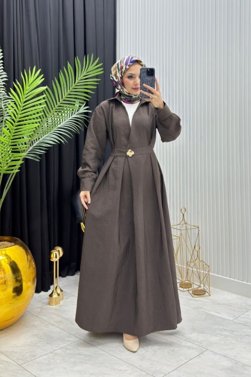 Reva Elbise Lacivert  Kahverengi