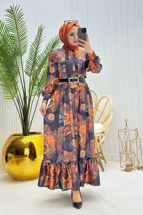 Şeker Tesettür Elbise Siyah Siyah