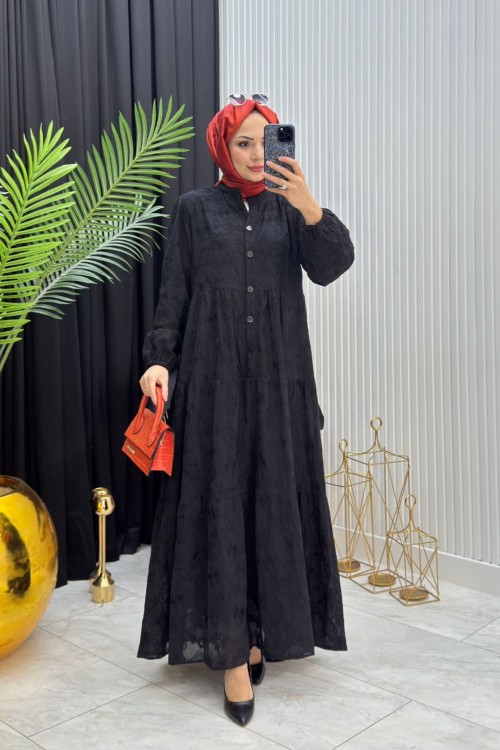 Selen Elbise Siyah Siyah