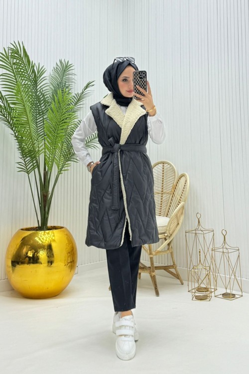 Sevil Kapitone Yelek Siyah  Siyah