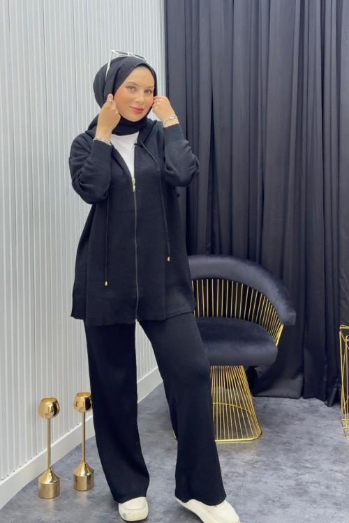 Simli Takım Siyah Siyah