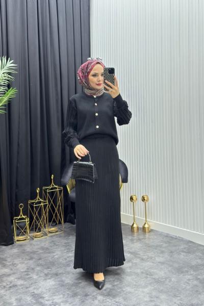 Simli Takım Siyah Siyah